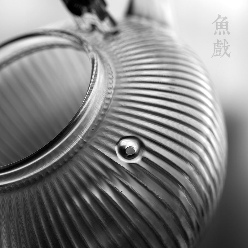 Hammer-patterned glass kettle for household use, thickened, high-temperature resistant, heating, electric ceramic stove kettle, single kettle open flame kettle