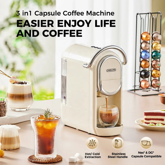 Creamy White 3-in-1 Electric NES/Dolce Gusto/Cold Hot Coffee Maker Semi-Automatic Capsule Cappuccino Espresso for RV Hotels