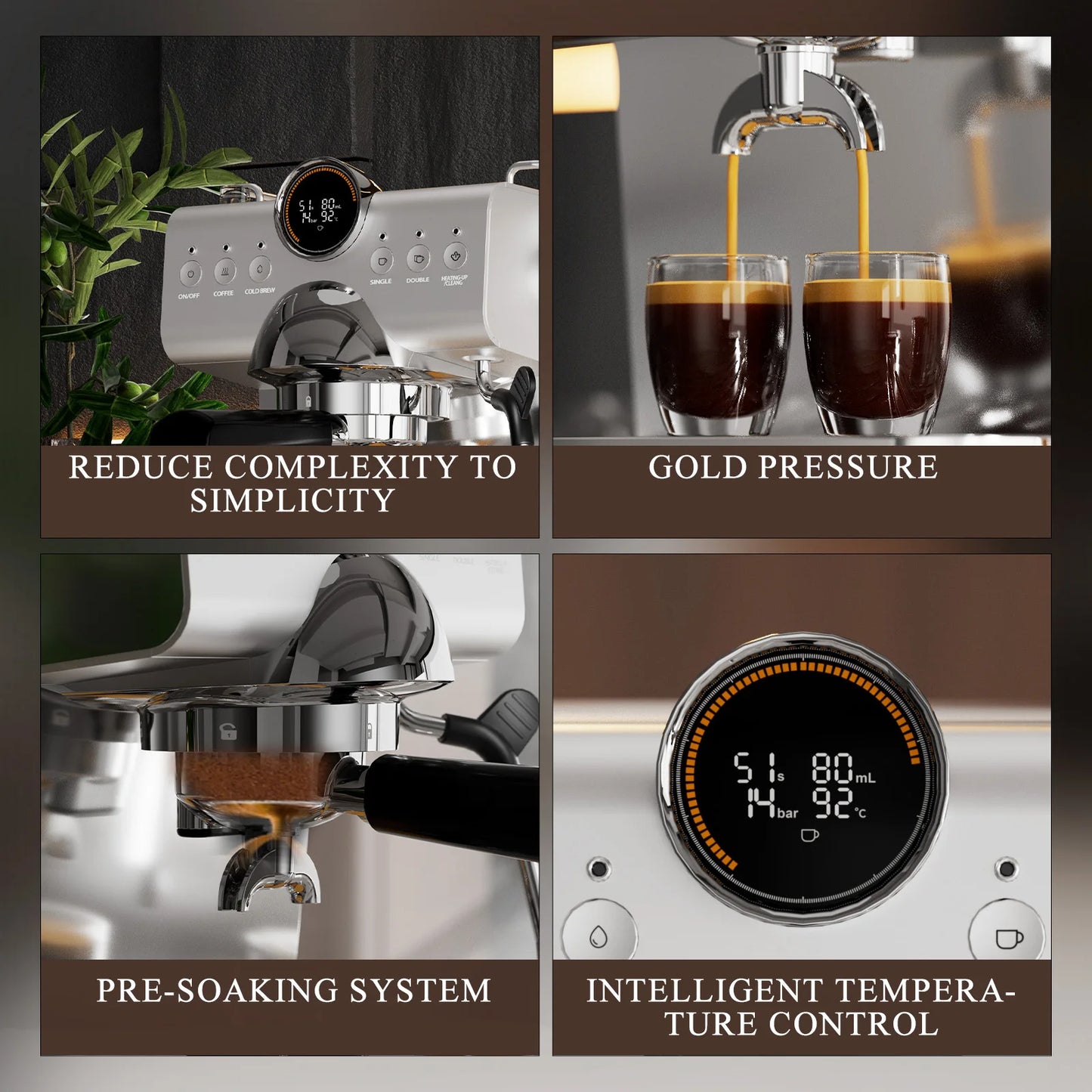 Empstorm CB1 3-in-1 Coffee Maker for Latte Cappuccino & Espresso with Cold Brew Function