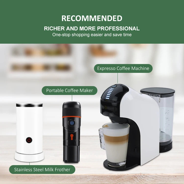 Portable Automatic Espresso and Capachino Jug Electric Coffee Tea Foam Maker with Filter Kitchen Coffee Milk Warmer Frother