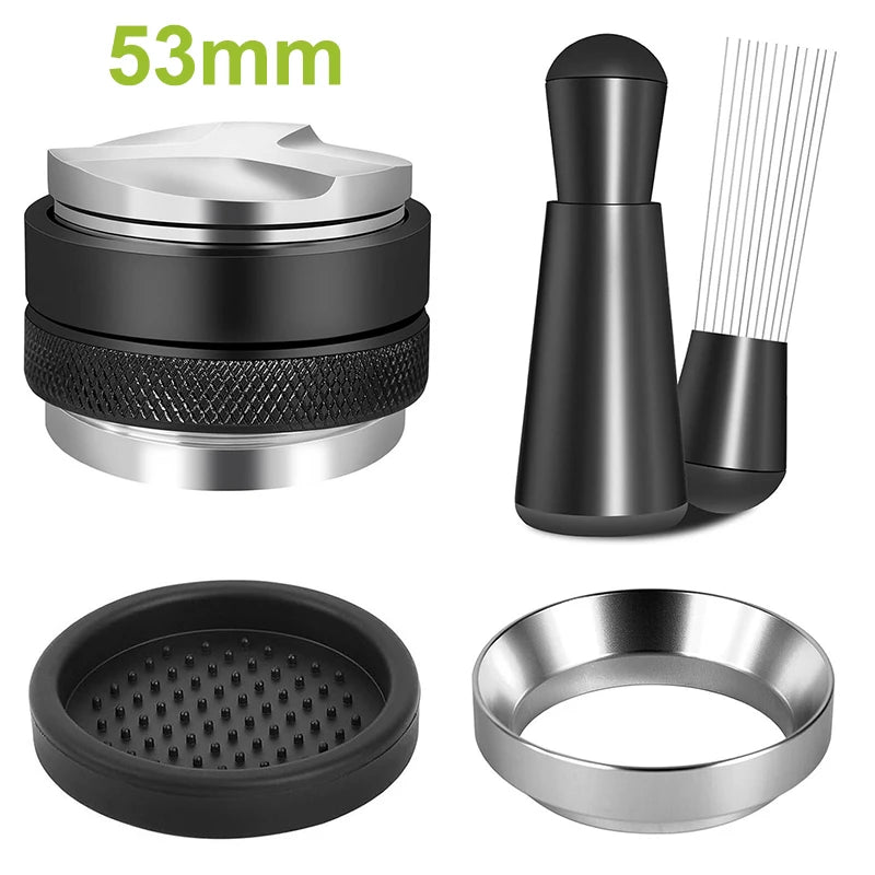 Coffee Enthusiast Set, 5PC Espresso Kit with Distributor, Tamper Leveler, WDT Tool, and Dosing Funnel, Suitable for 51/53/58 mm