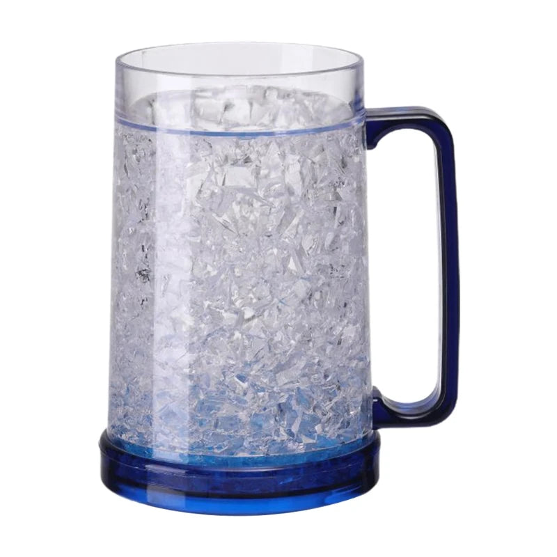 Freezer Ice Beer Mug Clear Cooling Wine Cup Double Wall Gel Frosty Beer Cup Drinking Glasses
