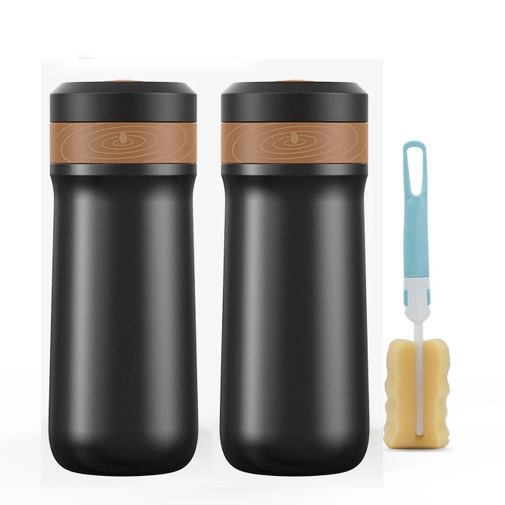 i Cafilas 12oz French Press Coffee Maker Vacuum Insulated Travel Coffee Mug Coffee Press Stainless Steel Hot/Cold Brew