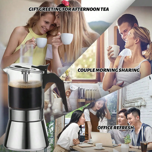 4/6/9Cup Coffee Maker Stainless Steel Espresso Maker Mocha Pot Espresso Maker For Home Kitchen Camping