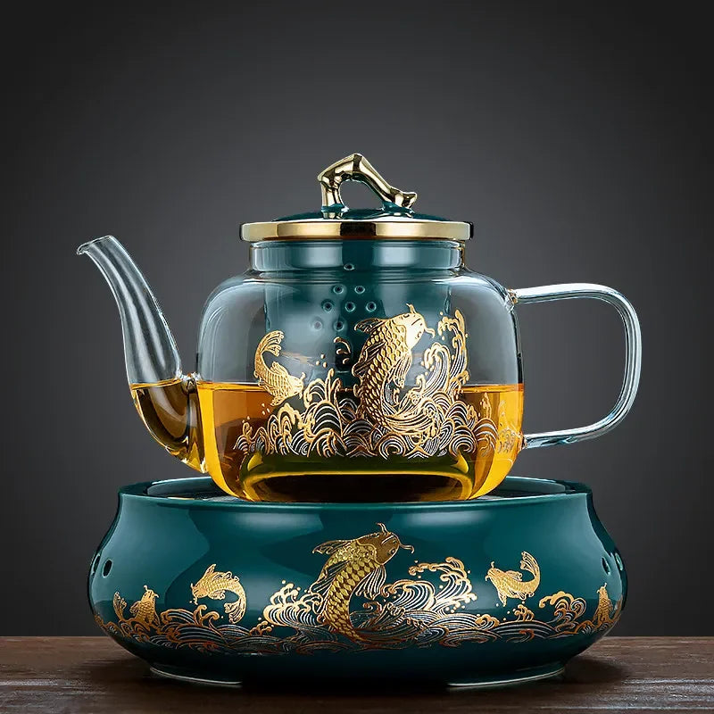 Electric Glass Teapot Kettle 220V with Induction Heating Plate for Quick Tea Water Boiling - Kitchen Tea Making Tool LYH