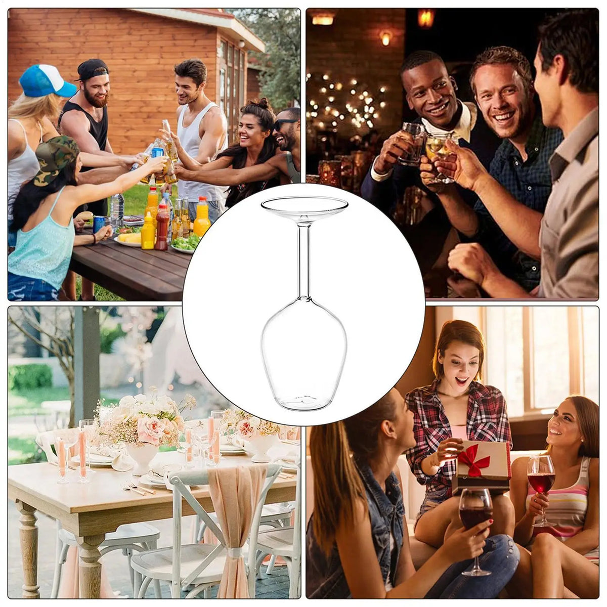 Wine Glass Upside-Down Red Wine Glasses Modern Glassware 400ml for Men Women Valentine's Day Birthday Christmas Hot Cold