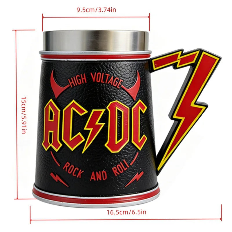 600ml Band Theme Rock Style Music Beer Mugs Resin Stainless Steel Stein Tankard Coffee Mug Whiskey Cup Gift Bar Decoration