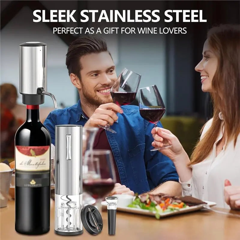B89B-Wine Opener Aerator 4-In-1 Rechargeable Electric Gift Set With Wine Decanter,For Home Bar Party
