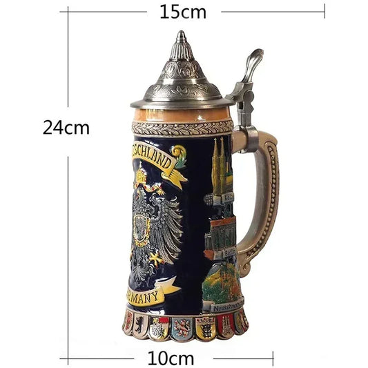 600ml Beer Mugs Big Capacity Germany Geographical Sign Classical Beer Mug 3D & Resin Steel Stainless Tankard Cup Best Fans Gift