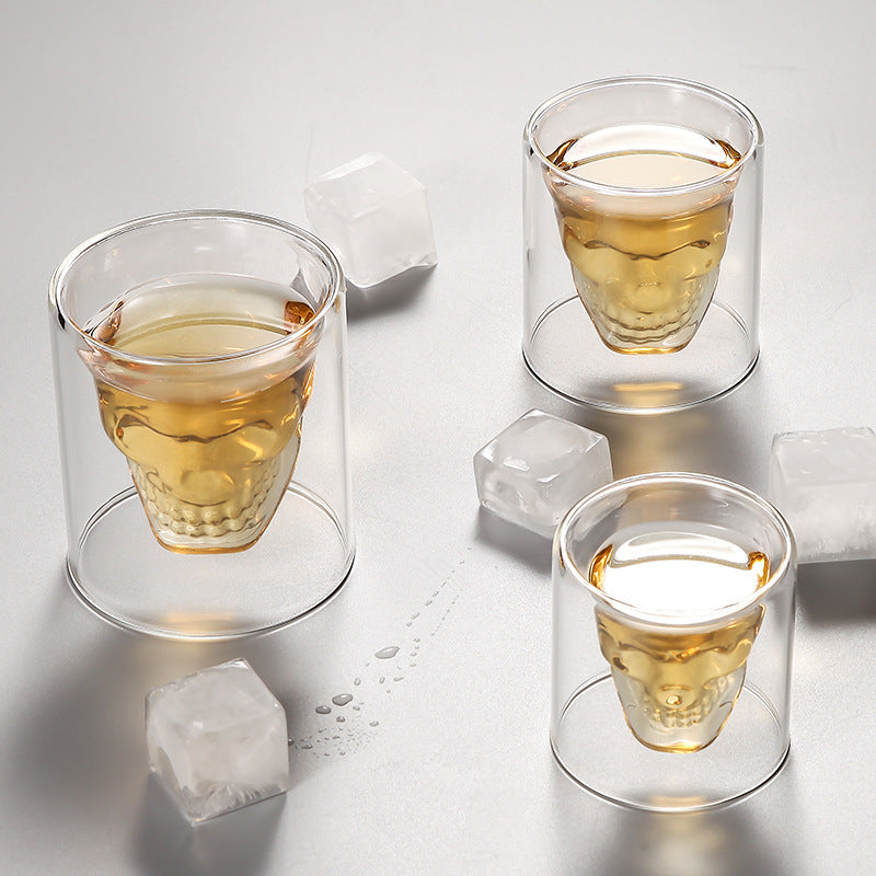 Export double heat resistant glass Korean thick skull head vacuum glass beer cups
