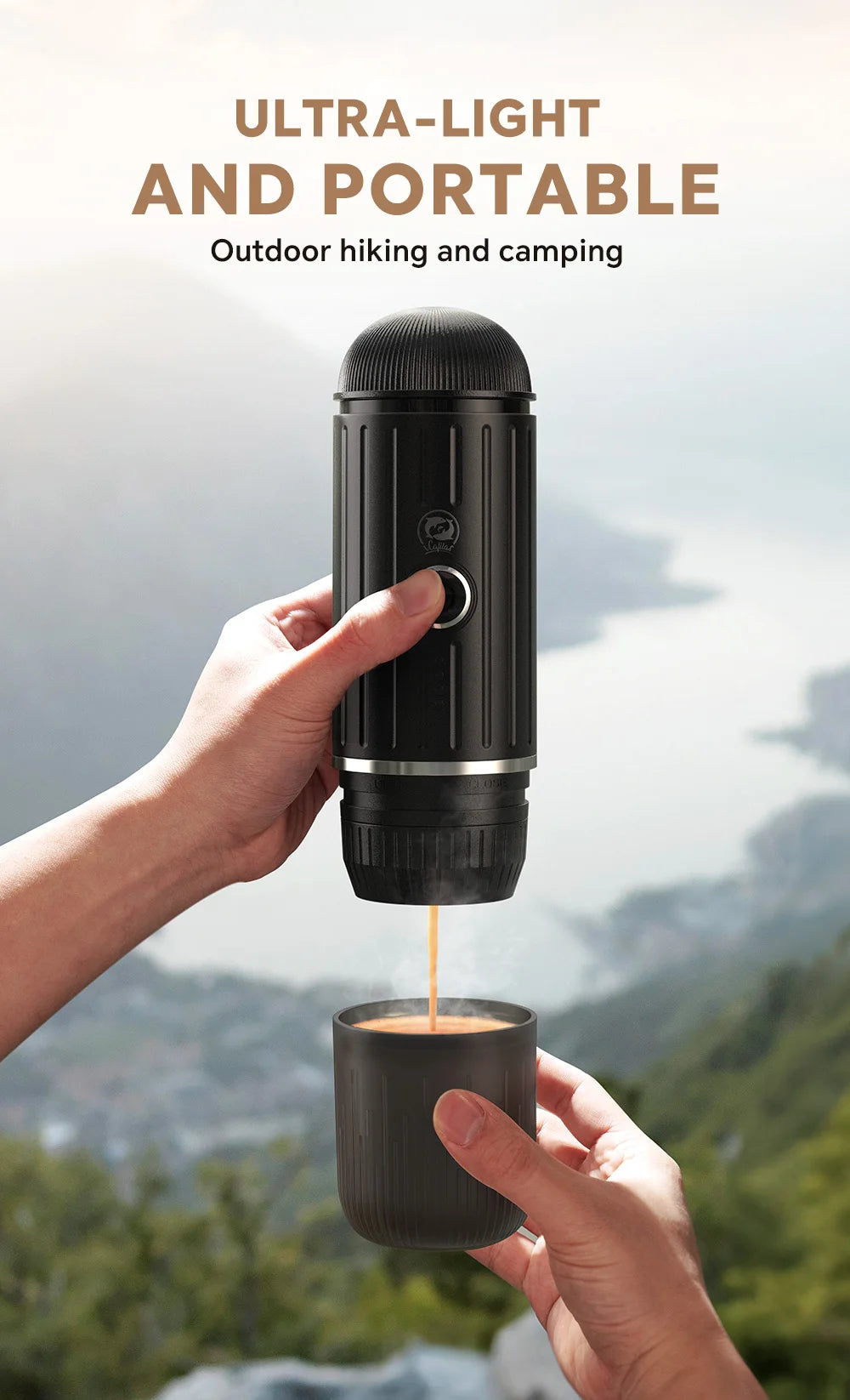 Electric Portable Espresso Coffee Machine for Car & Home Camping Coffee Maker 2-in-1 Capsule Powder WirelessTravel Coffee Make