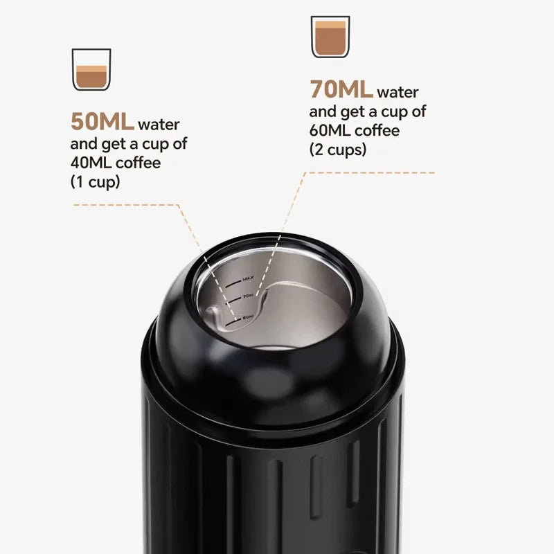 Electric Portable Espresso Coffee Machine for Car & Home Camping Coffee Maker 2-in-1 Capsule Powder WirelessTravel Coffee Make