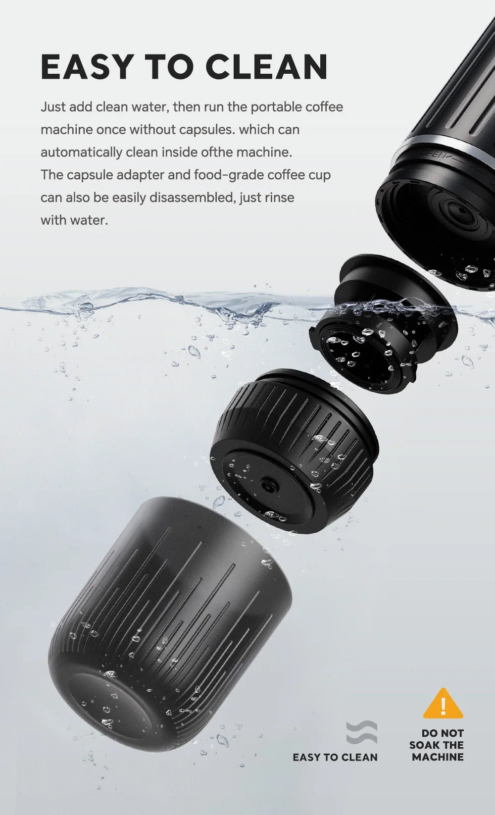 Electric Portable Espresso Coffee Machine for Car & Home Camping Coffee Maker 2-in-1 Capsule Powder WirelessTravel Coffee Make