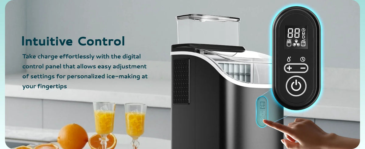 SIMZLIFE Ice Cube Maker Machine with External Water Tank 34Lbs, 16Pcs Ready in 13 Mins Auto-Cleaning for Home Kitchen Office Bar