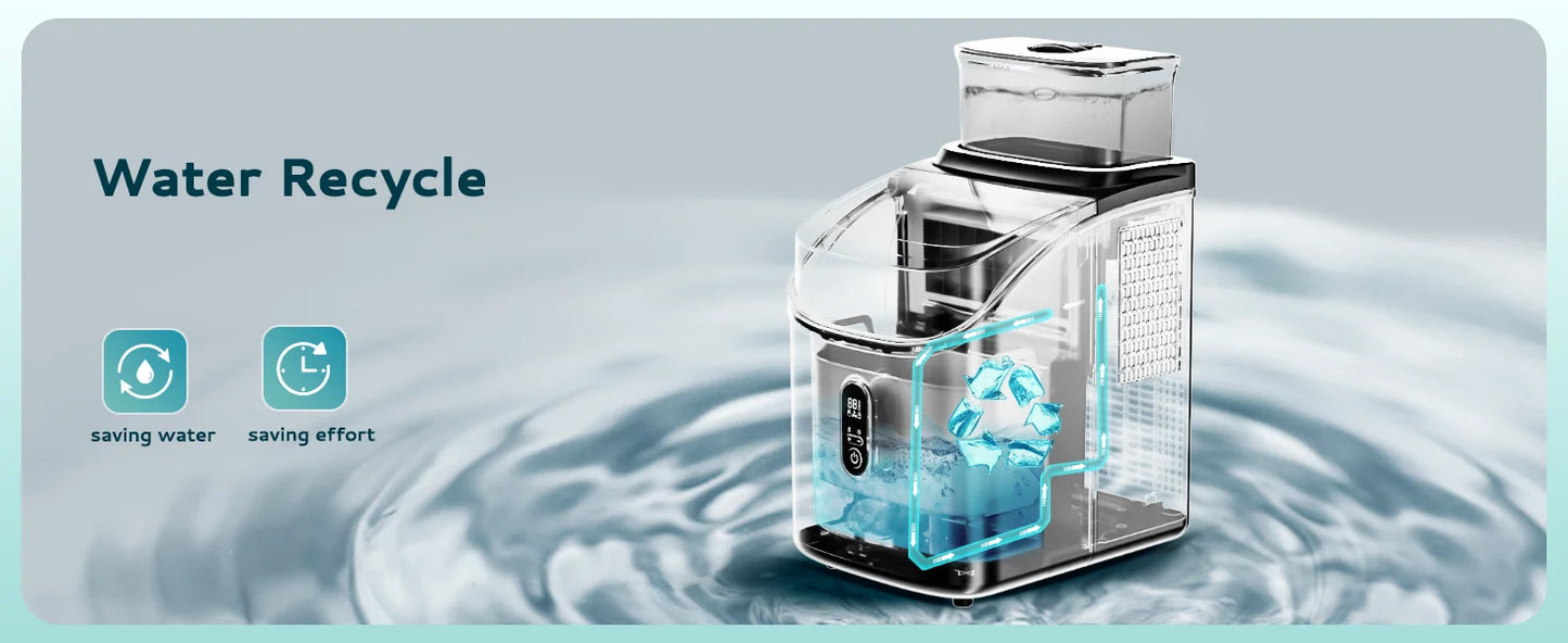 SIMZLIFE Ice Cube Maker Machine with External Water Tank 34Lbs, 16Pcs Ready in 13 Mins Auto-Cleaning for Home Kitchen Office Bar