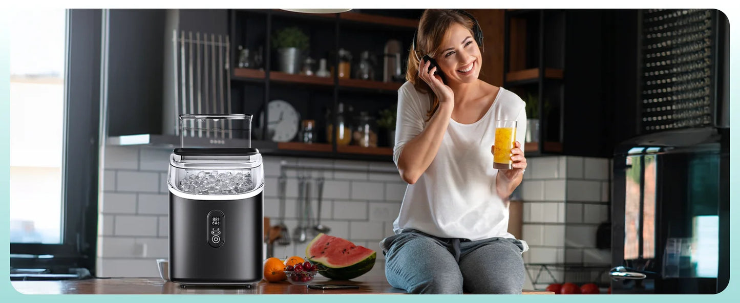 SIMZLIFE Ice Cube Maker Machine with External Water Tank 34Lbs, 16Pcs Ready in 13 Mins Auto-Cleaning for Home Kitchen Office Bar