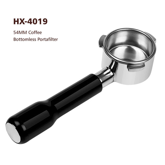Good Quality 304 Stainless Steel Bottomless Portafitler Head Rosewood/Plastic/Aluminum Alloy Handle Espresso 54mm Portafilter