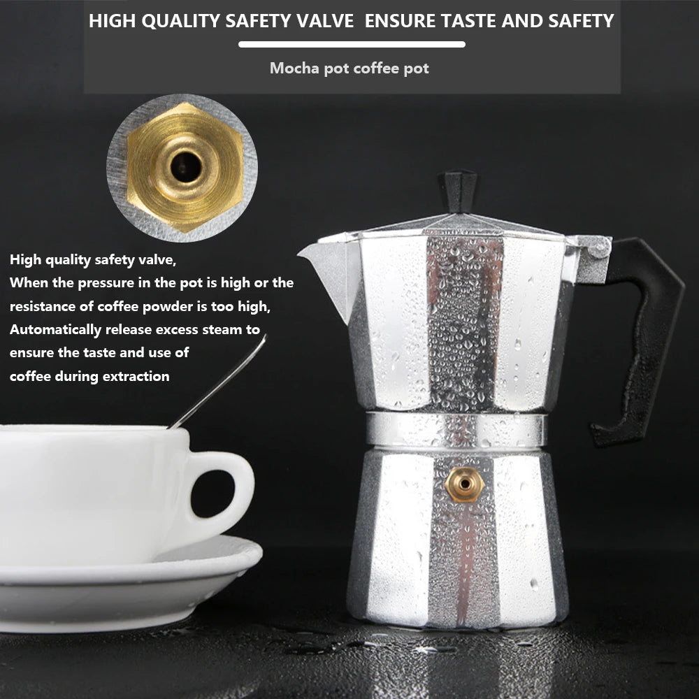 Moka Pot Italian Coffee Machine Espresso Aluminum Geyser Coffee Maker Kettle Latte Stove Classic Coffeeware Barista Accessories