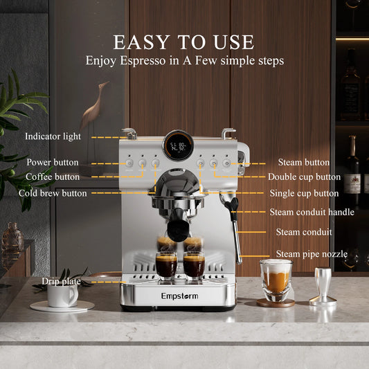 For Empstorm Portable Aluminum Housing Semi-Automatic Espresso & Cold Brew Coffee Machine for Hotel Use