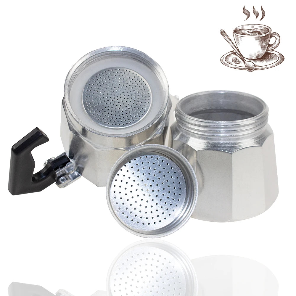 Moka Pot Italian Coffee Machine Espresso Aluminum Geyser Coffee Maker Kettle Latte Stove Classic Coffeeware Barista Accessories