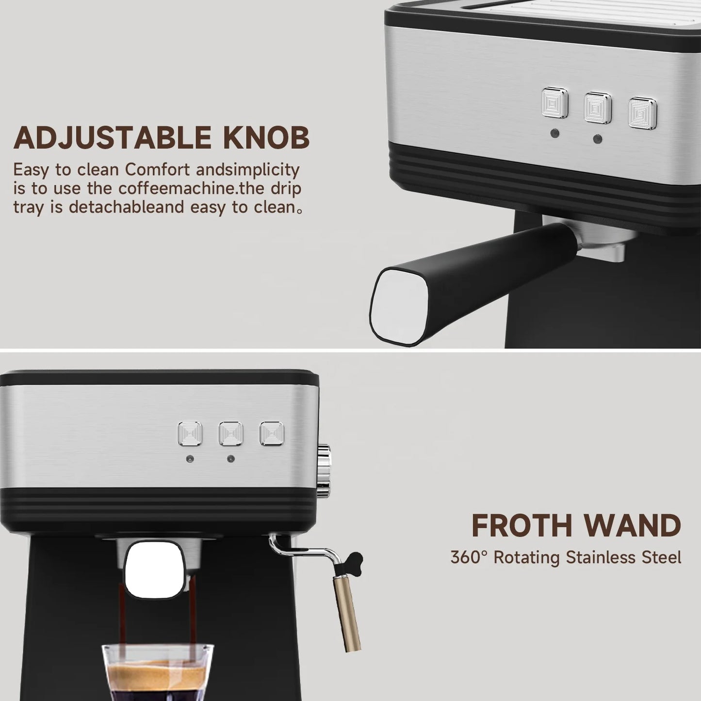 PANCERKA 2-in-1 Commercial Grade Espresso Machine High Pressure 19 Bar Electric Household Coffee Maker Milk Froth-New Arrival