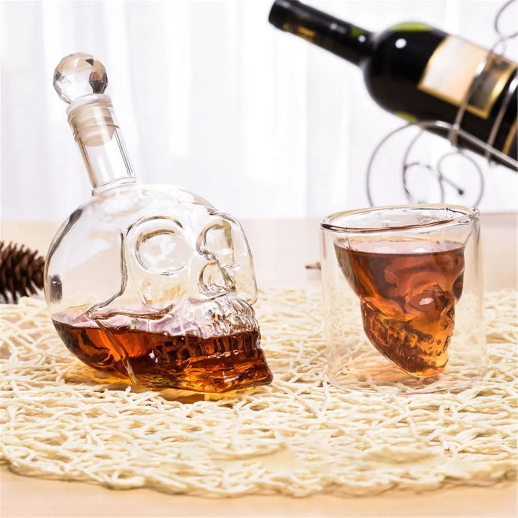 Transparent Skull Glass Wine Decanter Set Whiskey Skull Shot GlassesSkeleton Wine Glass For Bar Family Halloween Decoration Mug
