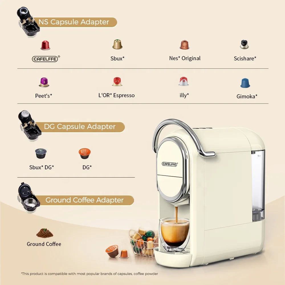 Creamy White 3-in-1 Electric NES/Dolce Gusto/Cold Hot Coffee Maker Semi-Automatic Capsule Cappuccino Espresso for RV Hotels