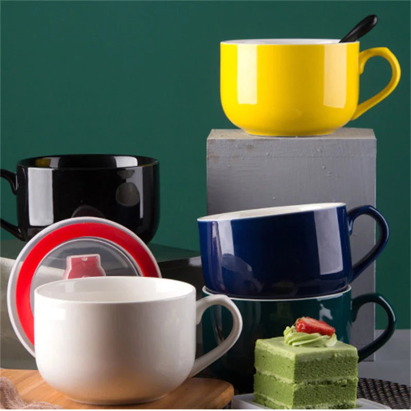 Large Capacity 700ml Ceramic Coffee Mug Breakfast Oatmeal Milk Tea Cup Instant Noodles Bowl Novelty Gifts Best For Your Friends