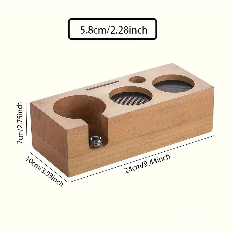 Eco-Friendly Custom Wood Espresso Accessories Station for Coffee Tea Tools Includes Distribution Tools Wooden Holder Tea Tamper