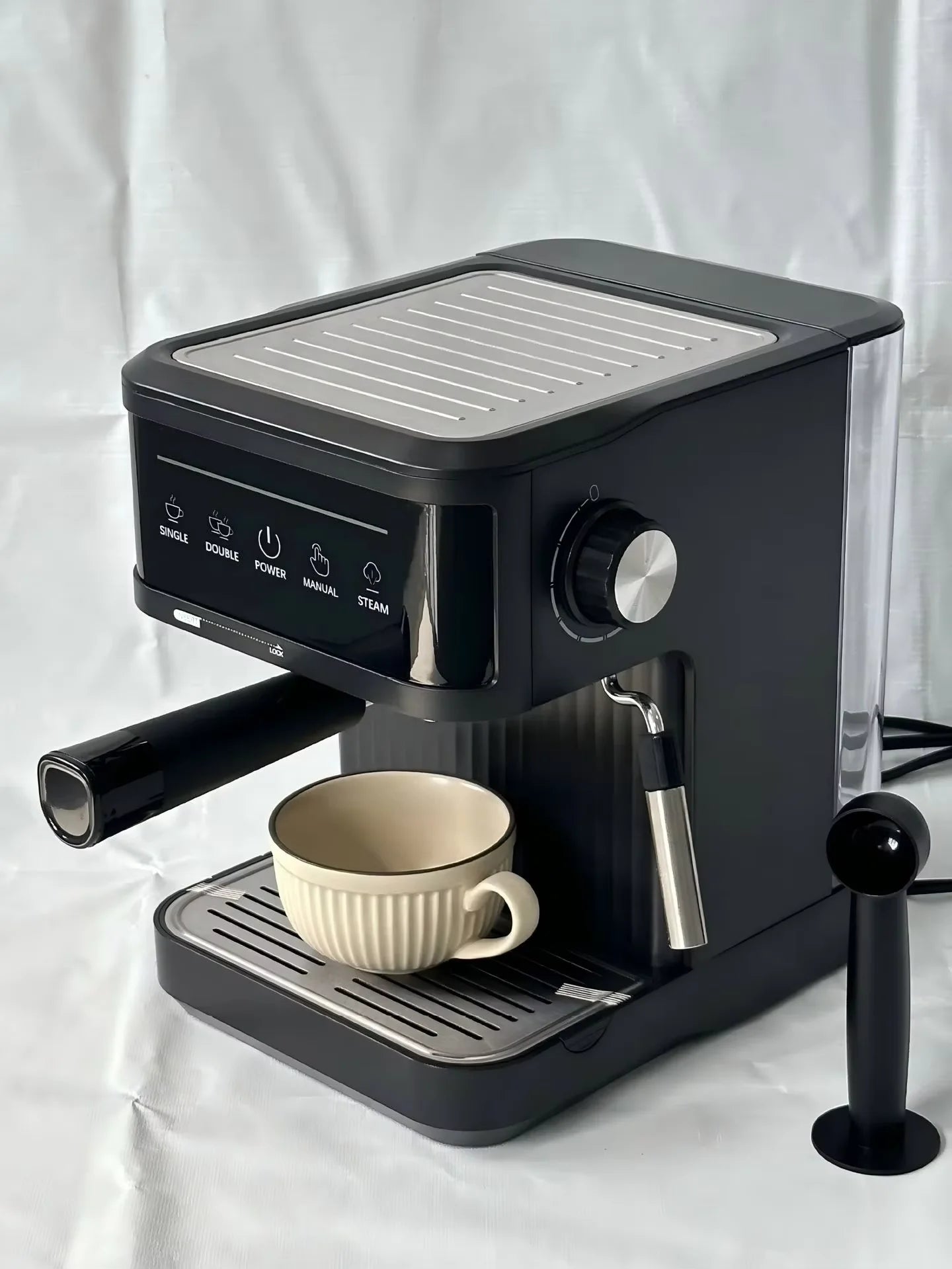 Retro Style Stainless Steel Italian Espresso Machine Portable Semi-Automatic Electric Household Coffee Maker Steam Milk Foamer