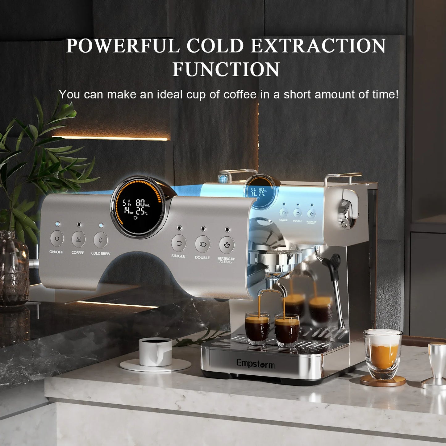 For Empstorm Portable Aluminum Housing Semi-Automatic Espresso & Cold Brew Coffee Machine for Hotel Use