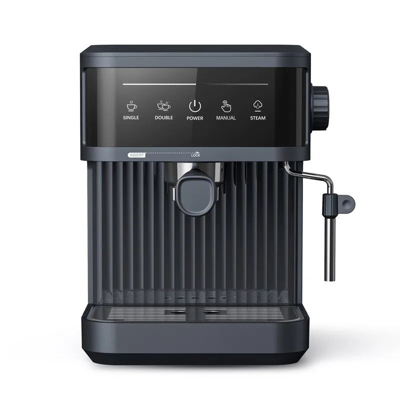 Retro Style Stainless Steel Italian Espresso Machine Portable Semi-Automatic Electric Household Coffee Maker Steam Milk Foamer