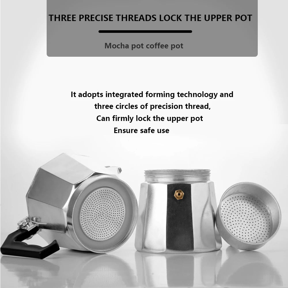 Moka Pot Italian Coffee Machine Espresso Aluminum Geyser Coffee Maker Kettle Latte Stove Classic Coffeeware Barista Accessories