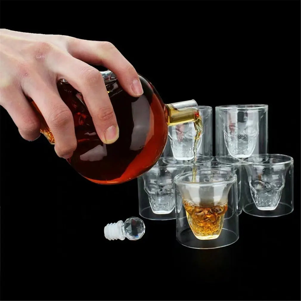 Transparent Skull Glass Wine Decanter Set Whiskey Skull Shot GlassesSkeleton Wine Glass For Bar Family Halloween Decoration Mug