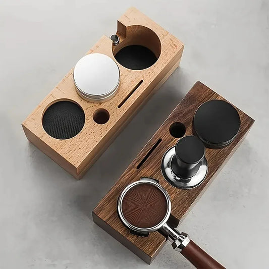 Eco-Friendly Custom Wood Espresso Accessories Station for Coffee Tea Tools Includes Distribution Tools Wooden Holder Tea Tamper