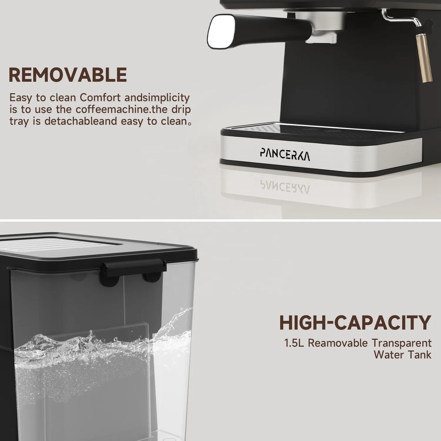 PANCERKA 2-in-1 Commercial Grade Espresso Machine High Pressure 19 Bar Electric Household Coffee Maker Milk Froth-New Arrival