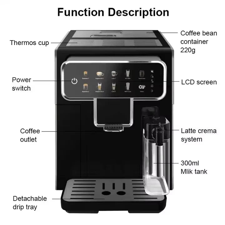 Stainless Steel Espresso & Cappuccino Latte Coffee Maker French Language for Home Hotel Car & Outdoor Use