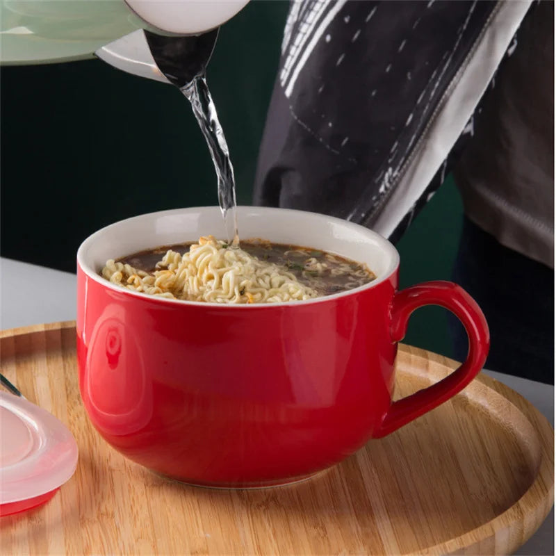 Large Capacity 700ml Ceramic Coffee Mug Breakfast Oatmeal Milk Tea Cup Instant Noodles Bowl Novelty Gifts Best For Your Friends