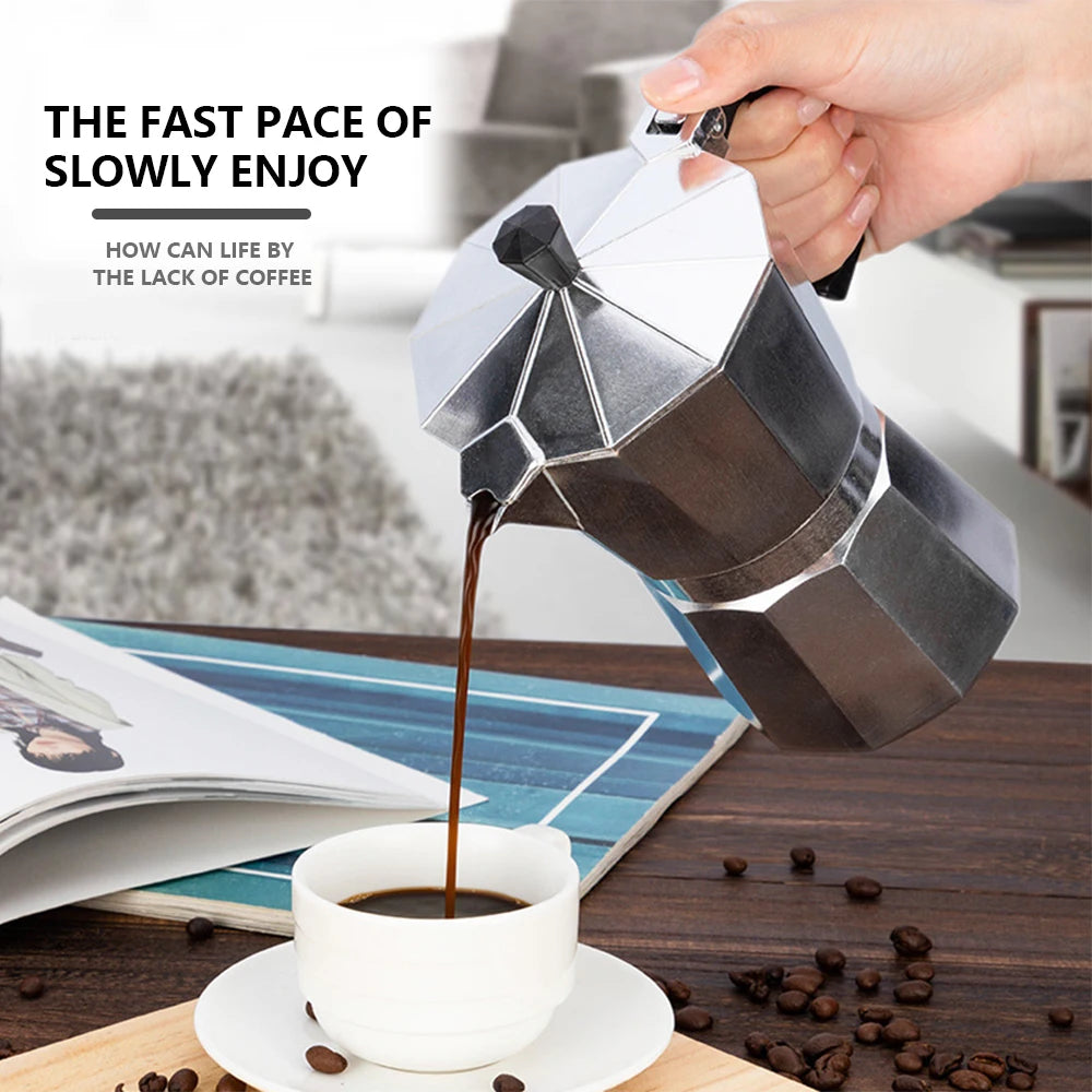 Moka Pot Italian Coffee Machine Espresso Aluminum Geyser Coffee Maker Kettle Latte Stove Classic Coffeeware Barista Accessories
