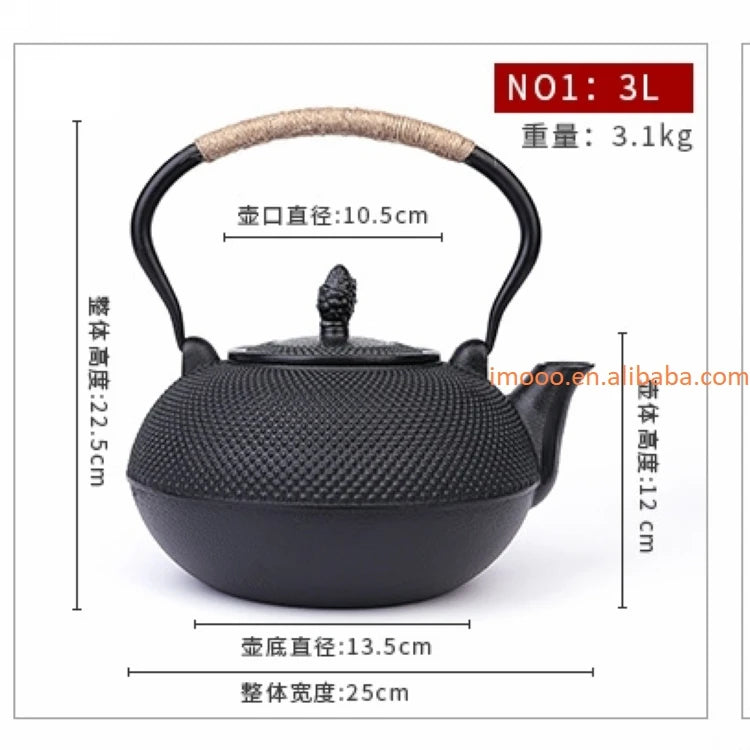 Factory Price 3L Iron Teapot 1.8L Boiling Water Teapot 1.2L Kettle 0.9 Liter Kitchen Teaware 0.6L 0.3L Cast Iron Tea Pot