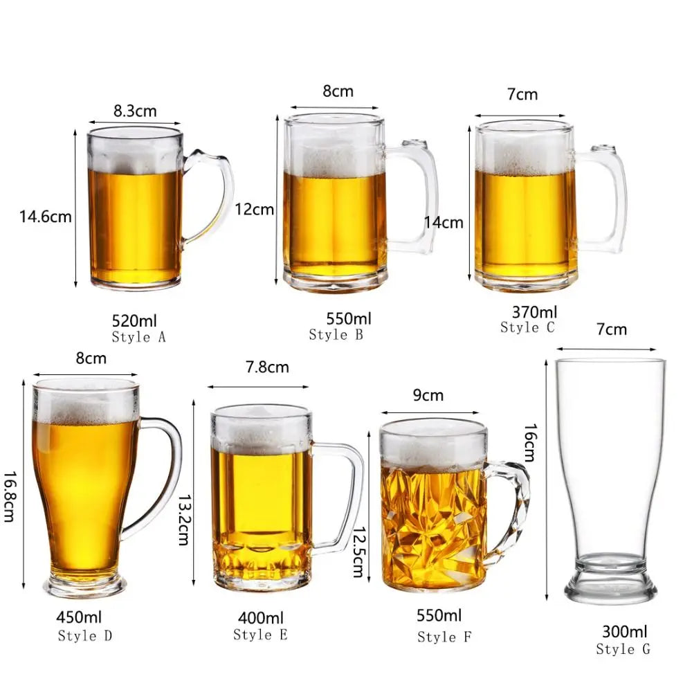 Clear Beer Mug Plastic Unbreakable Breakfast Milk Coffee Juice Water Cup Barware Drinkware for Home Party Bar KTV Beer Mug 맥주잔