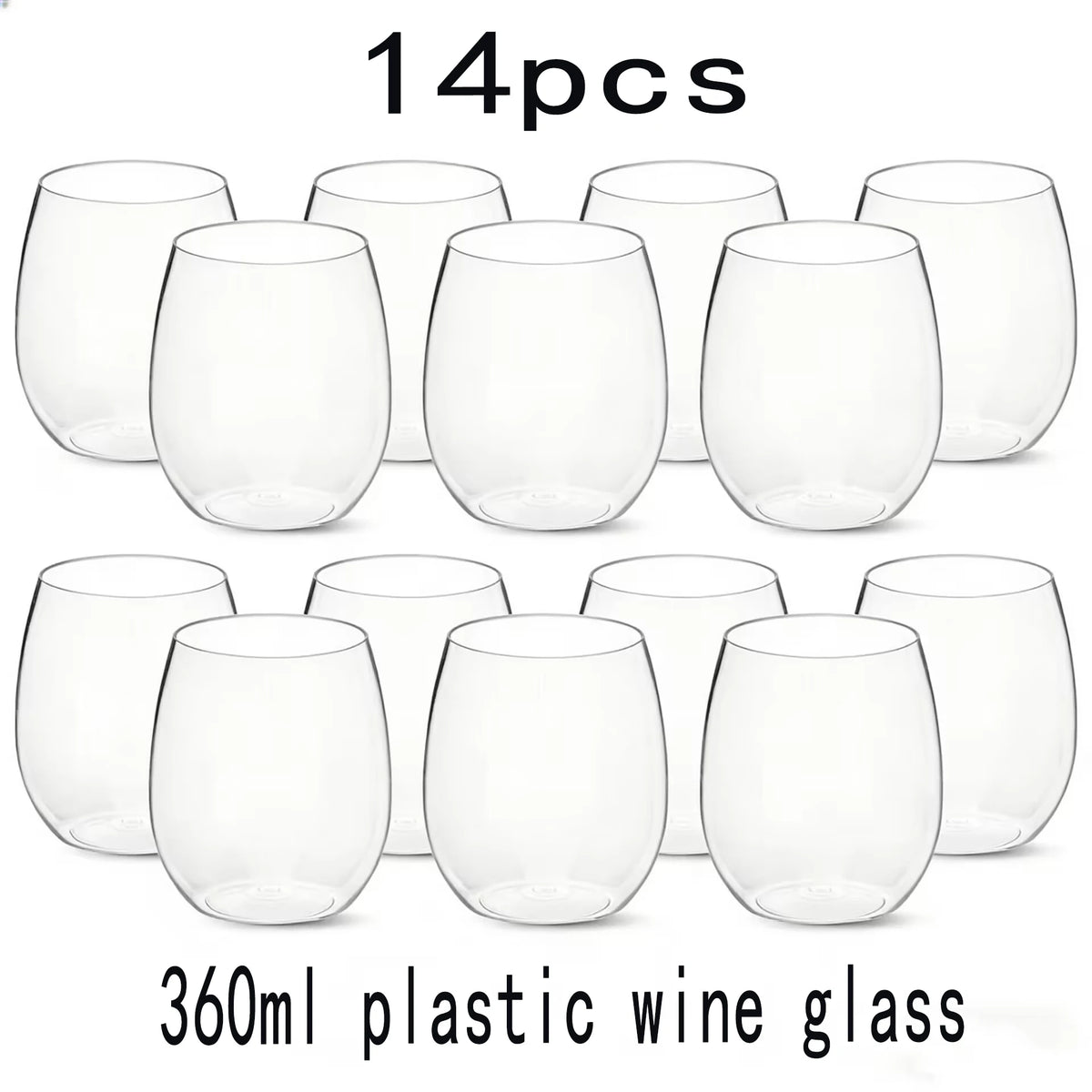 10-pack of 12-ounce crystal clear disposable wine glasses, reusable plastic wine glasses, suitable for parties and weddings