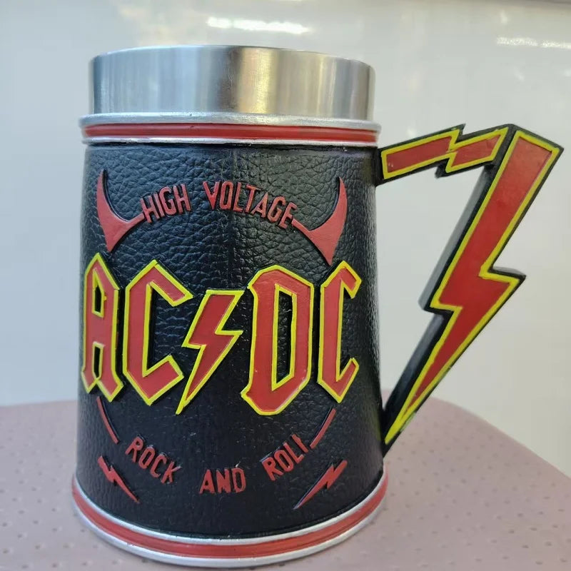 600ml Band Theme Rock Style Music Beer Mugs Resin Stainless Steel Stein Tankard Coffee Mug Whiskey Cup Gift Bar Decoration