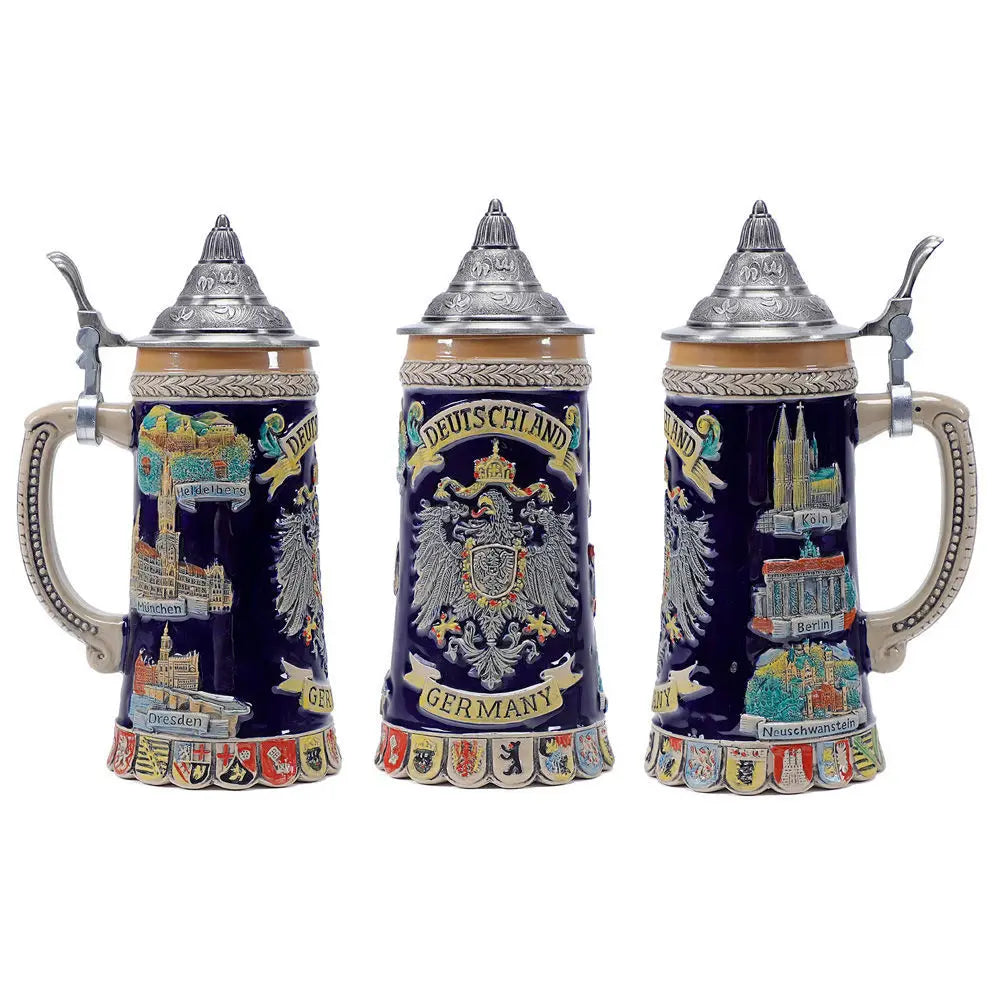 600ml Beer Mugs Big Capacity Germany Geographical Sign Classical  Beer Mug 3D & Resin Steel Stainless Tankard Cup Best Fans Gift