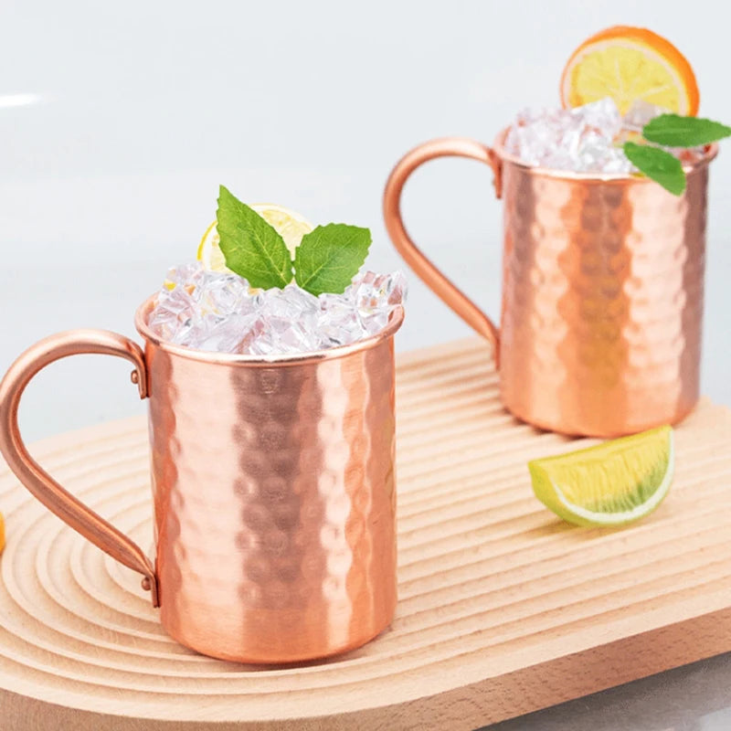 100% Copper Moscow Mule Mug Cocktail Wine Cup Hammered Coppery Beer Mugs Coffee Mug Milk Cup Bar Cup Drinkware Durable