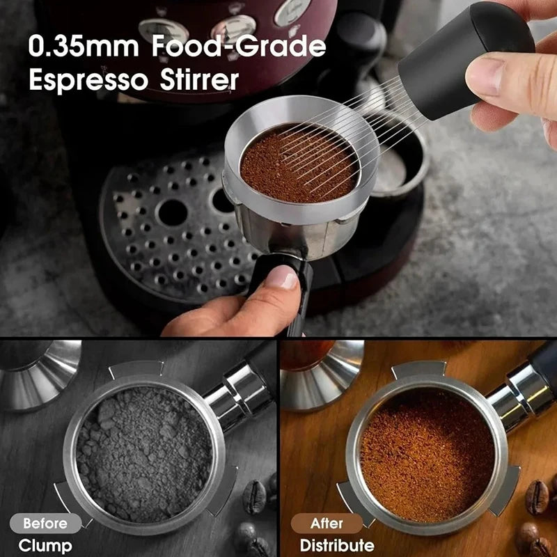 Coffee Enthusiast Set, 5PC Espresso Kit with Distributor, Tamper Leveler, WDT Tool, and Dosing Funnel, Suitable for 51/53/58 mm