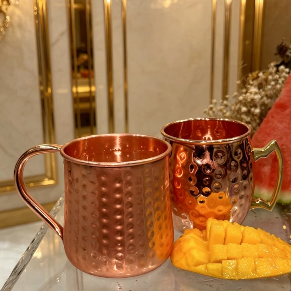 400-550ML Copper Plated Mug Durable Coppery Beer Mugs Coffee/Milk Cup Copper Cocktail Whiskey Glass Drinkware Bar Accessories