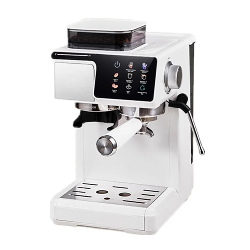 2-in-1 Cold & Hot Coffee Maker with Built-in Grinder & Milk Frother | Compact Espresso Machine for Home, Office & Small Cafés