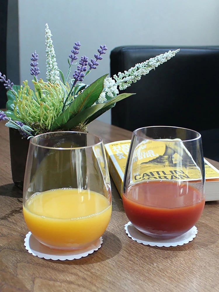 2/4Pcs Shatterproof Plastic Wine Glass 360/480ML Reusable Transparent Unbreakable PET Glasses Fruit Juice Beer Cups【Homeclub】