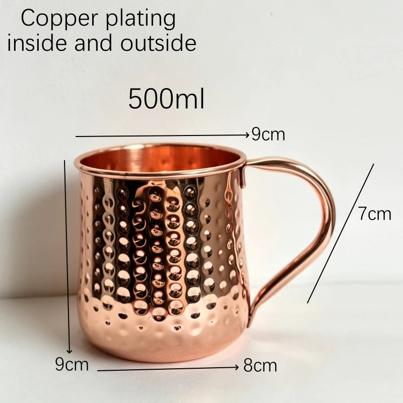 400-550ML Copper Plated Mug Durable Coppery Beer Mugs Coffee/Milk Cup Copper Cocktail Whiskey Glass Drinkware Bar Accessories